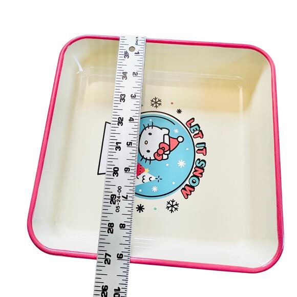 Hello Kitty Square Baking Pan 9" Christmas Let it Snow Ceramic Casserole - Picture 7 of 8